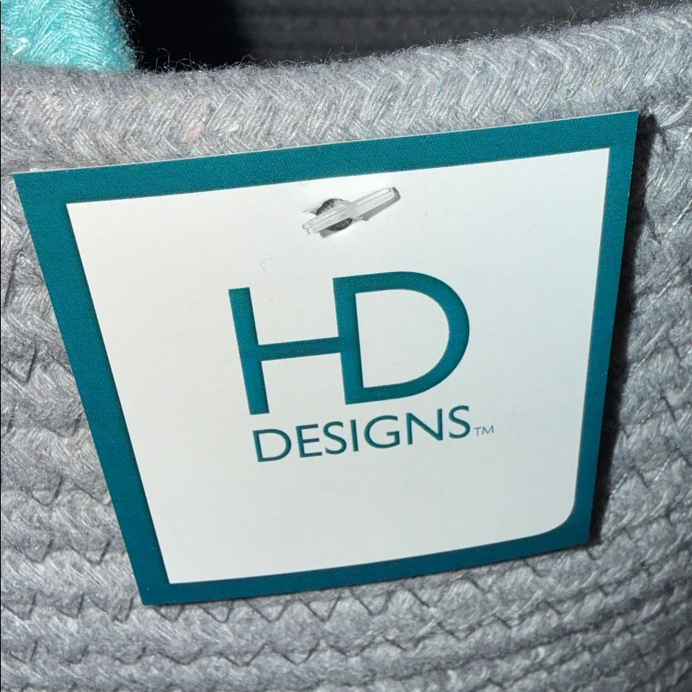HD Designs Medium Gray Rope Basket Teal & White Rainbow Handles New with Tags